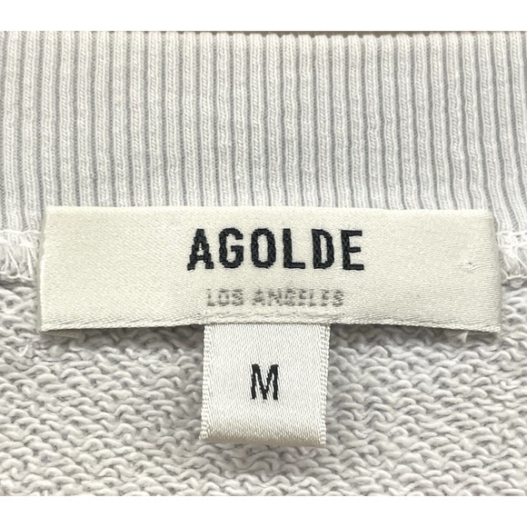Agolde Sweatshirt Womens Medium White Pullover Low V Neck Balloon Sleeve Relaxed - Picture 3 of 10